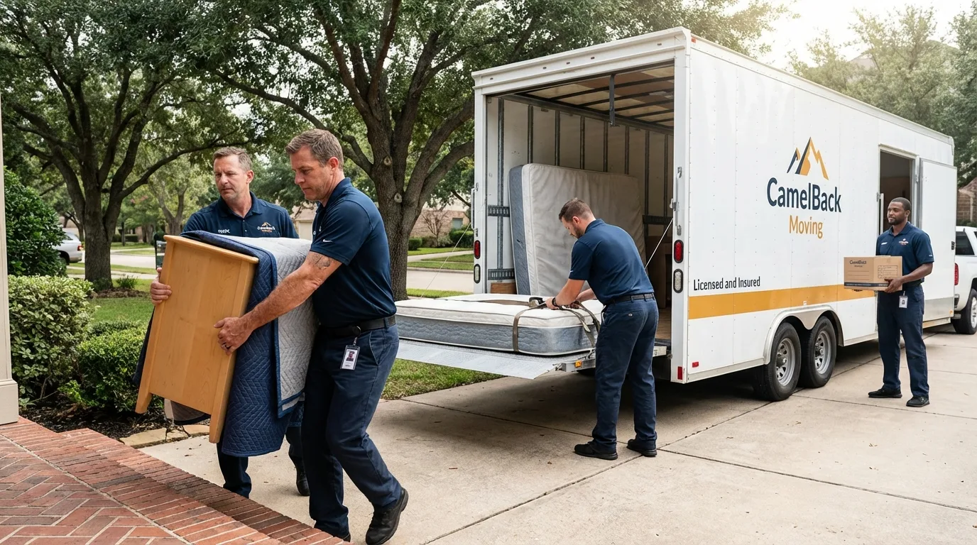 Crew loading residential truck for cross-state move from Lunenburg, VT